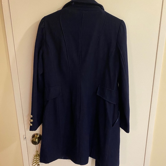 Navy Double Breasted Felt-Wool Coat - Picture 7 of 7